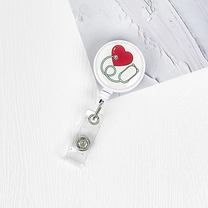 Wholesale 5pcs Creative Doctor Brooch Nurse Badge Badge Chest Clip Student Card Holder Work ID Collar Scalable Easy Pull Keychains